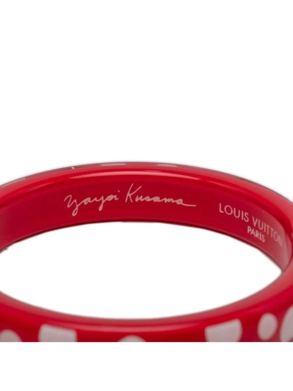 Louis Vuitton Yayoi Kusama LV Yk Bracelet Dot Infinity Bangle Red White Plastic